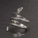 S925 Sterling Silver Thai Silver Vintage Silver Womens Ring Fashion Snake Punk Open Index Finger Ring - GQTORCH Jewelry