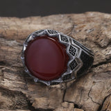 925 Sterling Silver Black Stone Onyx Signet Ring for Men Micro Inlaid Zircon Red Green Agate Ring Luxury Vintage Turkey Jewelry