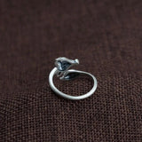 Real Pure S990 Sterling Silver Retro Craft Thai Silver Ring Fashion Fox Shape Openning Adjustable Rings Jewelry High Quality - GQTORCH Jewelry