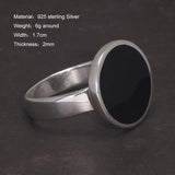 Pure 925 Sterling Silver Ring, Simple Round Ring, Türkiye Black Gel, Men and Women's Minimalist Fine Jewelry - GQTORCH Jewelry