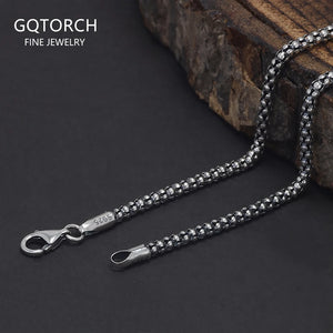 Real Solid 925 Sterling Silver Jewelry Scales Popcorn Chain Necklace For Women And Men Vintage Type 16 18 20 Inch