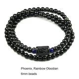 Black Rainbow Obsidian Natural Stone Bracelets Couple Multilayer Beads Strand bracelets & bangles For Women And Men - GQTORCH Jewelry