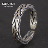Real 925 Sterling Silver Braided Rings Viking Jewelry Retro Punk Rock Adjustable Size 6-9 - GQTORCH Jewelry