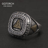 925 Sterling Silver Retro Eye of Providence Signet Ring for Men All Seeing Eyes Rings Punk Fashion Protective Jewelry