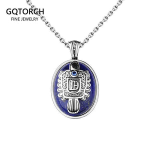 Real 925 Sterling Silver The Vampire Diaries Jewelry Damon Salvatore Stefan Pendant Natural Lapis Stone Custom Letters - GQTORCH Jewelry