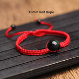 Energy Bracelets Bangles Natural Black Rainbow Eye Obsidian Bracelet Couple Hand Woven Lucky Red Rope Beads Ball For Men Women - GQTORCH Jewelry