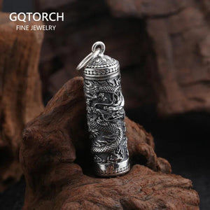 Sterling Silver 925 Dragon Pendant for Men Openable Pendant Fine Jewelry Retro Punk Style - GQTORCH Jewelry