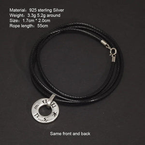 Real 925 Sterling Silver Mantra Pendant Necklace Vintage Jewelry Engraved Six Words Om Mani Padme Hum Women Accessories 2017 - GQTORCH Jewelry