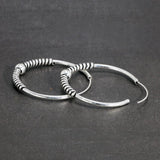 Real 925 Sterling Silver Round Earrings Fashion Hoop Circle Earrings With Coils Beads Handmade Jewelry Accessories - GQTORCH Jewelry