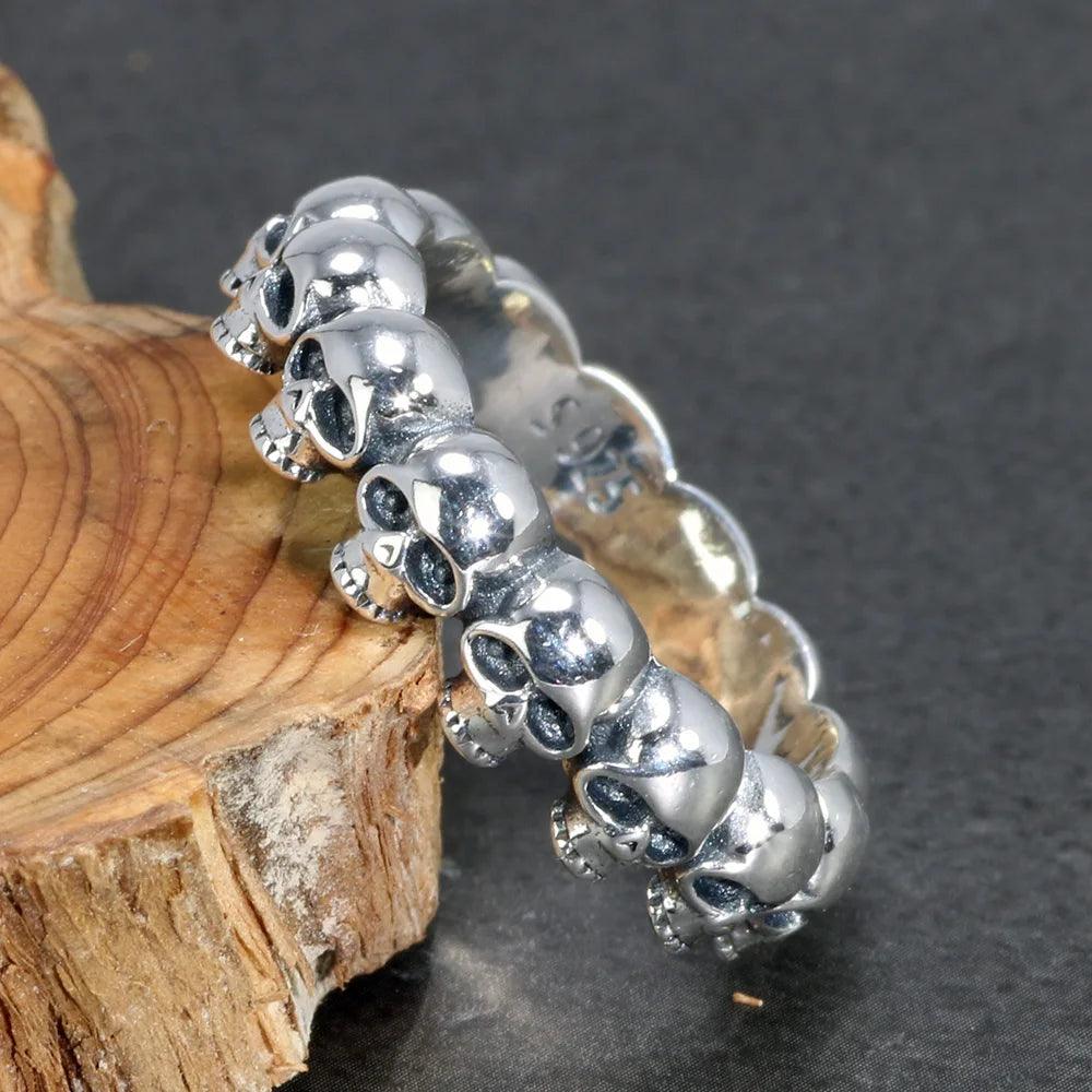 925 Sterling Silver Cool Couple Rings Retro Punk Rock Style Skull Rings For Men and Women - GQTORCH Jewelry