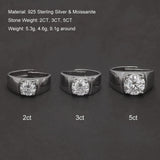 925 Sterling Silver Moissanite Classic Men's Wedding Band 2CT 3CT 5CT Lab-grown Diamond Engagement Promise Ring Clearance Sale