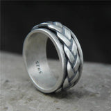 Real 925 Sterling Silver Rings For Men And Women Rotating Ring Matte Braided Type Twisted Rope Retro Antique Style - GQTORCH Jewelry