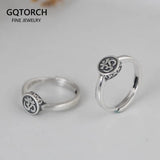 Real 925 Sterling Silver Mantra OM Ring for Men and Women Matte & Polished Opening Type Resizable Buddhism Jewelry - GQTORCH Jewelry