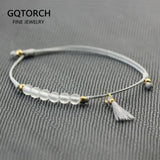 Women Elegant Bracelet Tassel Handmade Minimalist Hand String With Natural White Crystal Stone Beads 4mm Bracelets Adjustable - GQTORCH Jewelry
