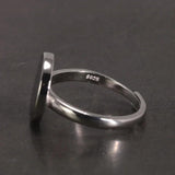 Real 925 Sterling Silver Ring Simple Round Ring Turkish Black Onyx Shell Minimalist Adjustable Jewelry for Men and Women - GQTORCH Jewelry