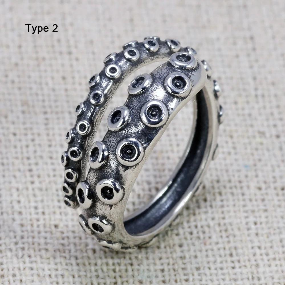 s925 Sterling Silver Octopus Ring for Men and Women Thai Silver Wholesale Jewelry for Lovers - GQTORCH Jewelry
