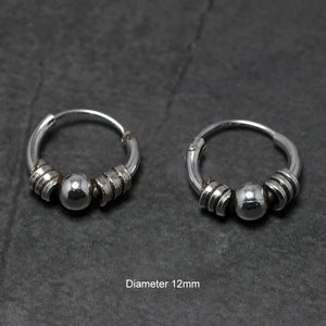 Real 925 Sterling Silver Earrings For Women With Beads Spiral Coils Mini Round Circle Earings Ear Bone Buckle - GQTORCH Jewelry