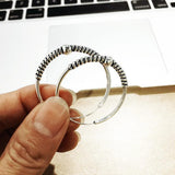 Real 925 Sterling Silver Round Earrings Fashion Hoop Circle Earrings With Coils Beads Handmade Jewelry Accessories - GQTORCH Jewelry