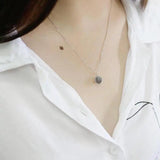 Real Pure 925 Sterling Silver Labradorite Pendant Necklace With Box Chain Simple Elegant Natural Gemstone Collier For Women - GQTORCH Jewelry