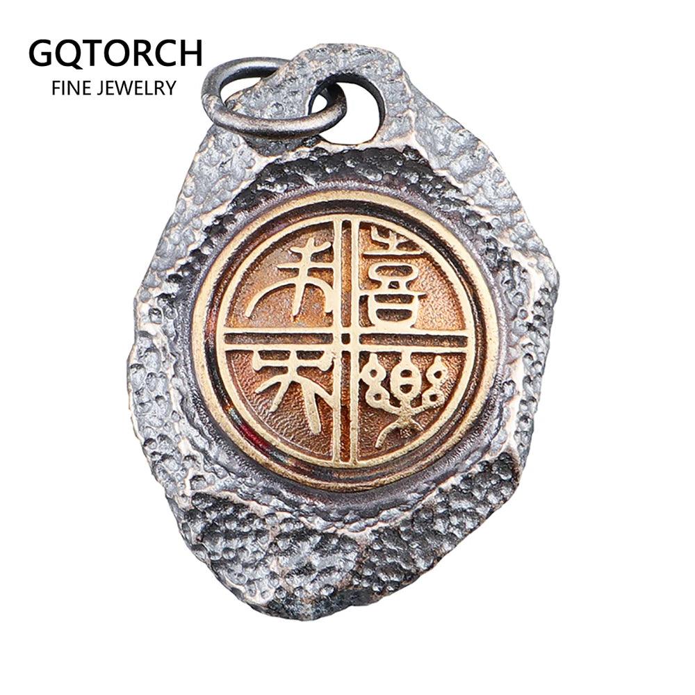 Real Pure 925 Sterling Silver Women and Men Pendant Retro Jewelry Six Words Mantra Auspicious Safely Pendant Talisman Amulet - GQTORCH Jewelry
