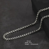 Genuine 925 Sterling Silver Jewelry Round Box Chain Thickened All-match Necklace for Men and Women Retro 22 24 26 28 30 Inch - GQTORCH Jewelry