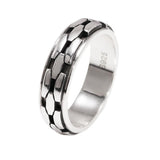 Real S925 Sterling Silver Spinner Rings Irregular Chain Design Retro Punk Style For Men Rotatable Index Finger Ring - GQTORCH Jewelry