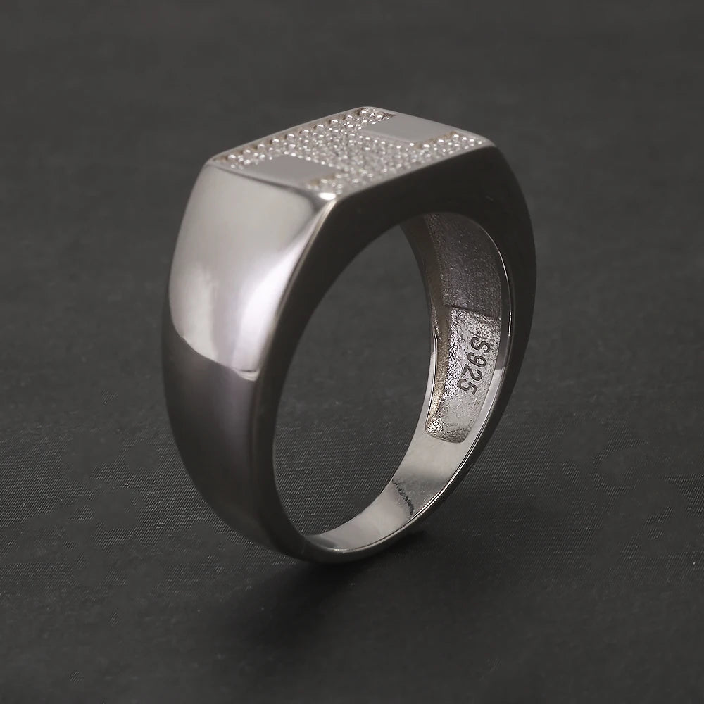 100% Sterling Silver Men Wedding Band Micro Inlaid Zircon Engagement Ring Fashion Eternity Promise Ring Luxury Designer Jewelry