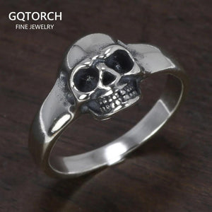 S925 Sterling Silver Vintage Skeleton Ring for Men Skull Punk Hip Hop Rock Ring Retro Simple Style Jewelry - GQTORCH Jewelry