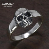 S925 Sterling Silver Vintage Skeleton Ring for Men Skull Punk Hip Hop Rock Ring Retro Simple Style Jewelry - GQTORCH Jewelry