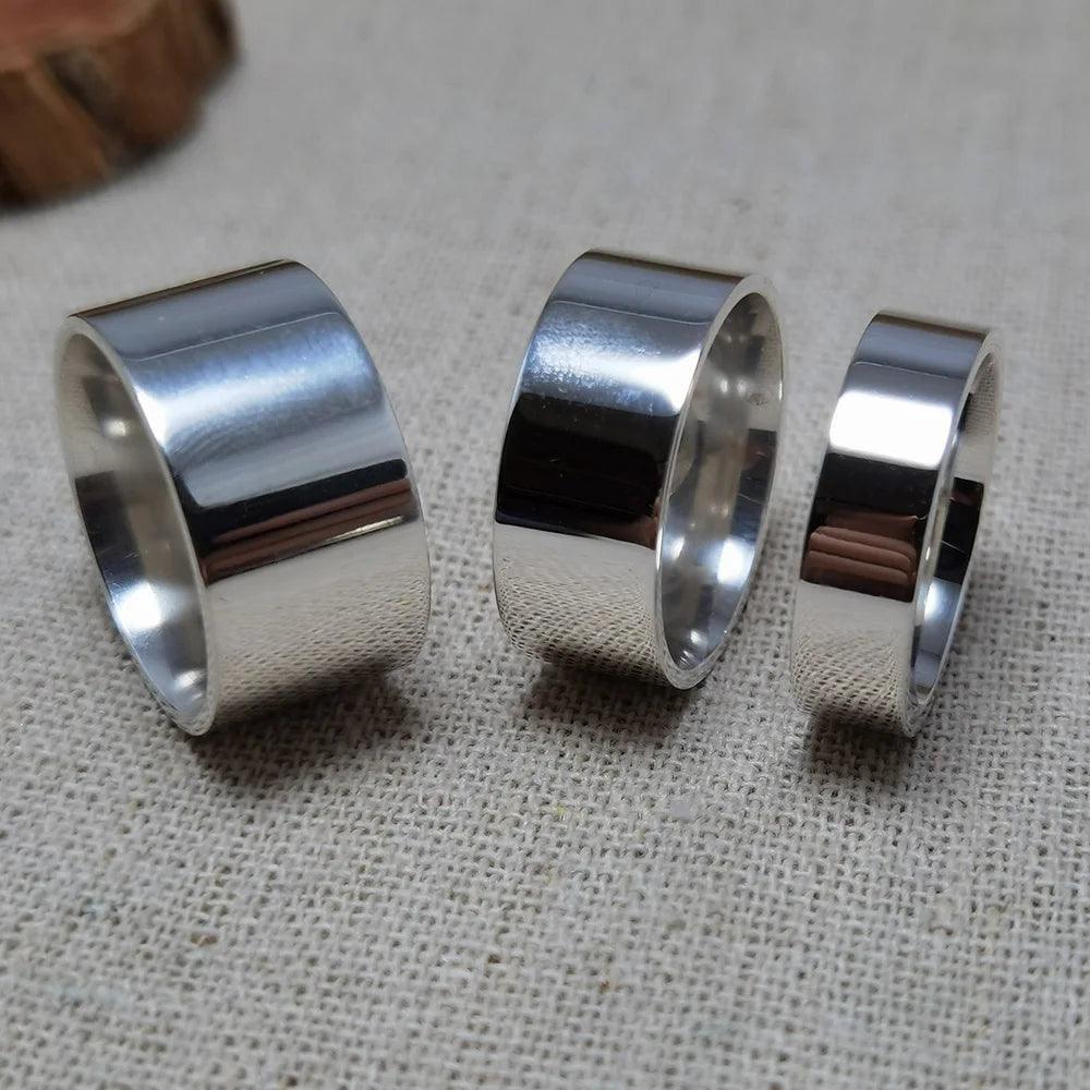 Real 925 Sterling Silver Rings for Men Women Couple of Lovers Rings Simple Plain Comfortable Fits Wedding Band - GQTORCH Jewelry