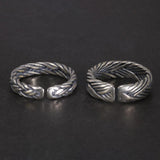 S925 Sterling Silver 2 and 4 Lines Braided Rings Handmade Viking Bands Adjustable Size 5-10 Handcrafted Jewelry - GQTORCH Jewelry