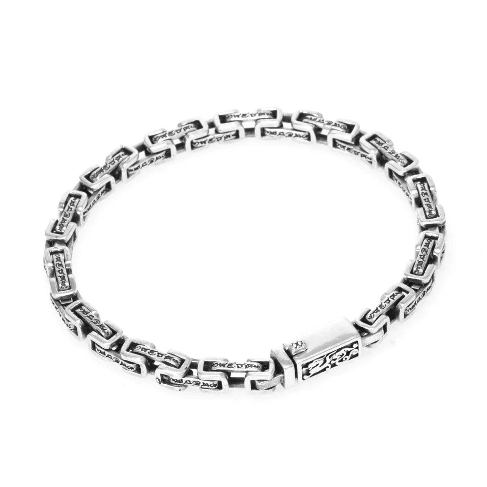 Handmade 925 Sterling Silver Mantra Bracelet Necklace Men and Women Byzantine Sweater Chain Dragon Religious Jewelry - GQTORCH Jewelry