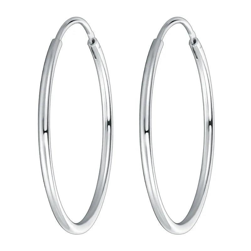 S925 Sterling Silver Hoop Earrings Elegant Men and Women Ear Clip round Earrings Ear Stud Simple Fashion Female Jewelry - GQTORCH Jewelry