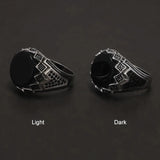 925 Sterling Silver Black Stone Onyx Signet Ring for Men Micro Inlaid Zircon Red Green Agate Ring Luxury Vintage Turkey Jewelry