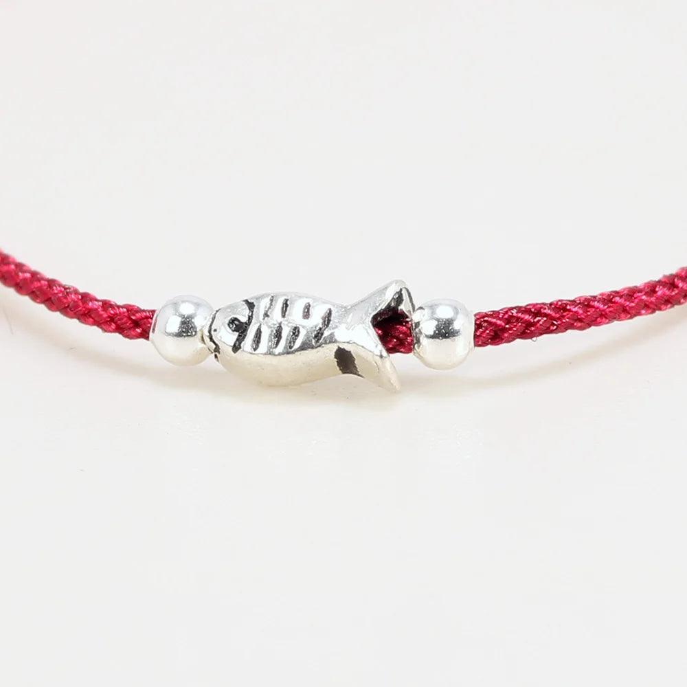 Lucky Red Rope Bracelets 925 Sterling Silver Fish Adjustable Simple Charm Bracelets for Women - GQTORCH Jewelry