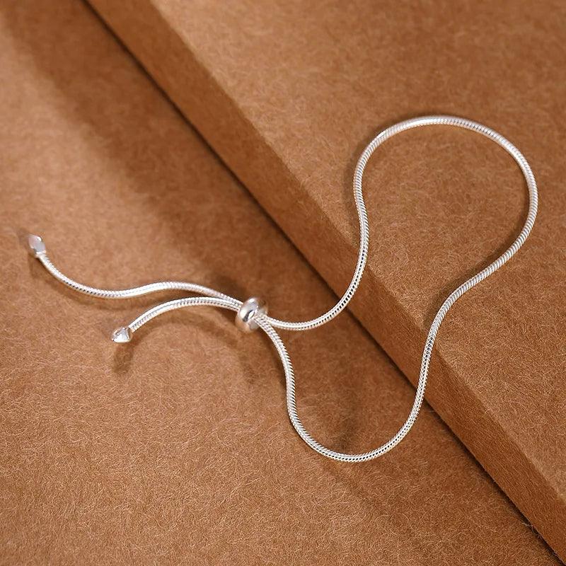 Pure 925 Sterling Silver Women Bracelet Snake Bone Chain Push Pull Bracelet Simple Fashion Wedding Accessories Luxury Jewelry - GQTORCH Jewelry