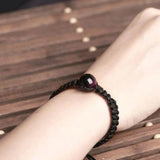 Energy Bracelets Bangles Natural Black Rainbow Eye Obsidian Bracelet Couple Hand Woven Lucky Red Rope Beads Ball For Men Women - GQTORCH Jewelry