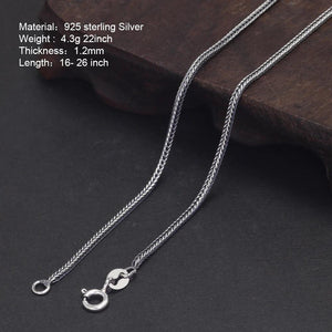 1.2mm Real 925 Sterling Silver Necklace Chain Men and Women Vintage Fox Tail Vintage Solid Thai Silver Italian Fine Jewelry - GQTORCH Jewelry
