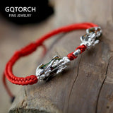 Thermochromic Brave Troops 999 Sterling Silver Charm Handmade Lucky Red String Rope Chain Bracelet For Men And Women - GQTORCH Jewelry