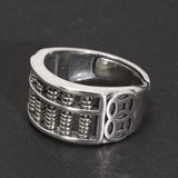 Real S925 Vintage Sterling Silver Wealth Coin Abacus Ring Open Style Men's and Women's Feng Shui Jewelry - GQTORCH Jewelry