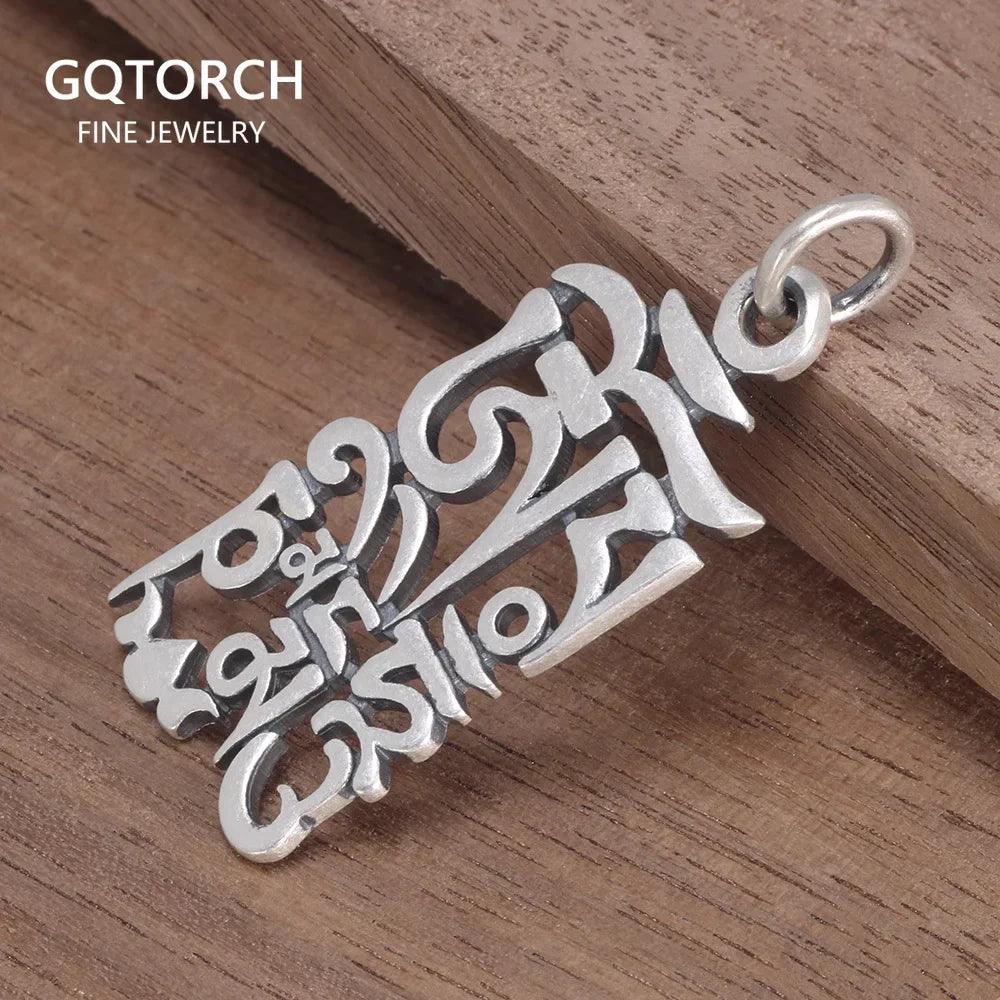 Vintage S925 Sterling Silver Six-character Mantra Religious Amulet Pendant Polished Frosted Jewelry Men and Women Jewelry - GQTORCH Jewelry