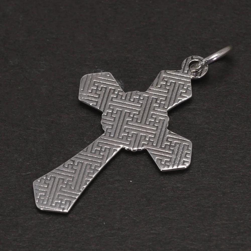 Genuine Sterling Silver 925 Christian Cross Necklace Men and Women Vintage Antique Prayer Religious Pendant Jewelry - GQTORCH Jewelry
