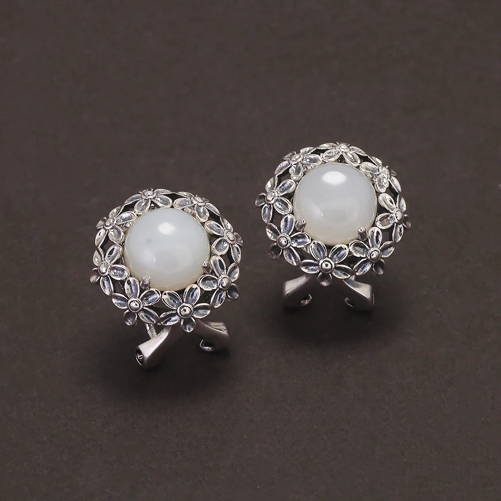 925 Sterling Silver Red Agate or Jade Floral Jewelry Set for Women Begonia Flower Ring Earrings Necklace Elegant Vintage Jewelry