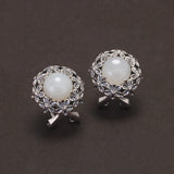 925 Sterling Silver Red Agate or Jade Floral Jewelry Set for Women Begonia Flower Ring Earrings Necklace Elegant Vintage Jewelry