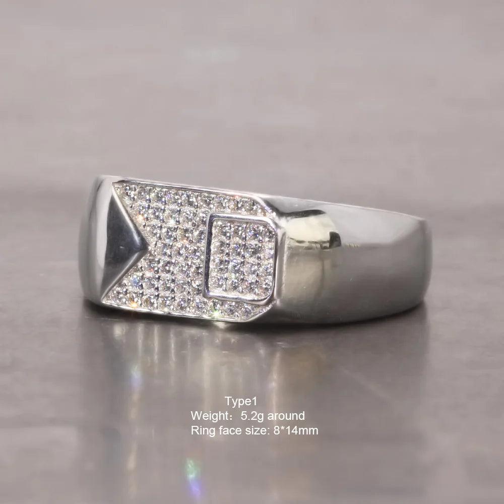 Sterling Silver Rings With Stones Simulated Diamond Anniversary Male Engagement Rings High Quality - GQTORCH Jewelry