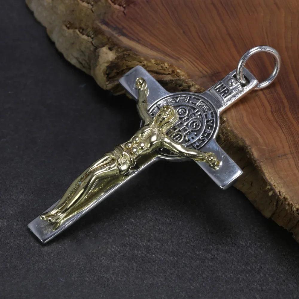 Real 925 Sterling Silver Catholic Cross Pendant Amulet Necklace Jesus Christ Jewelry for Men and Women - GQTORCH Jewelry
