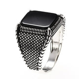 Real 925 Sterling Silver Mens Rings Black Natural Agate Stone With Claws Vintage Cool Fashion Turkey Jewelry - GQTORCH Jewelry