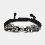 Sterling Silver 999 3D Double Dragon Head Bracelet for Men and Women Pure Handwoven Lucky Rope Bracelet Chinese Knot Jewelry - GQTORCH Jewelry