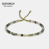 Natural Stone Seaweed Onyx Beaded Bracelet For Women Handmade 3mm Thin Bracelets 925 Sterling Silver Crystal DIY Jewelry