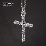 Real Pure 925 Sterling Silver Simple Cross Pendant Necklaces for Men and Women Couples Viking Christian Jewelry - GQTORCH Jewelry
